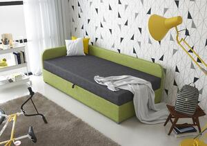 Jednolůžková čalouněná postel VALESKA - 100x200, levá, šedá / zelená