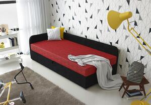 Jednolůžková čalouněná postel VALESKA - 100x200, levá, červená / černá