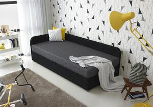 Jednolůžková čalouněná postel VALESKA COMFORT - 90x200, levá, šedá / černá