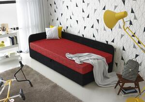 Jednolůžková čalouněná postel VALESKA COMFORT - 80x200, levá, červená / černá