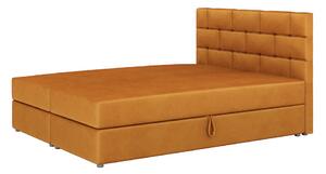 Boxspringová postel s úložným prostorem WALLY COMFORT - 200x200, hořčicová