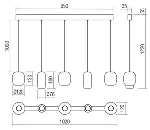 Redo 01-3481 - Lustr na lanku BOOM 5xGU10/10W/230V černá/zelená/hnědá