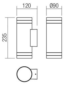 Redo 90518 - Venkovní nástěnné svítidlo CARGO 2xGU10/28W/230V IP54 antracit