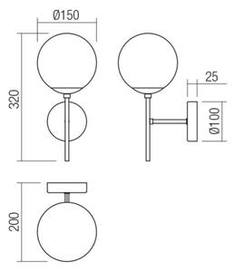 Redo 01-2942 - Nástěnná lampa MUNDI 1xE14/28W/230V měď/kouřová