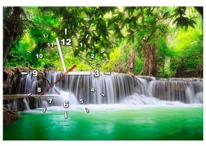 Obraz s hodinami Thajsko a vodopád v Kanjanaburi Rozměry: 40 x 40 cm