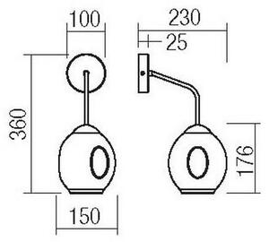 Redo 01-2617 - Nástěnná lampa PIERCE 1xE27/42W/230V zlatá/kouřová