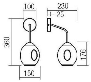 Redo 01-2618 - Nástěnná lampa PIERCE 1xE27/42W/230V černá/kouřová