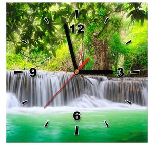 Obraz s hodinami Thajsko a vodopád v Kanjanaburi Rozměry: 100 x 40 cm