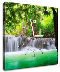 Obraz s hodinami Thajsko a vodopád v Kanjanaburi Rozměry: 60 x 40 cm