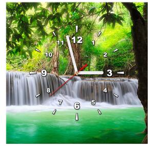 Obraz s hodinami Thajsko a vodopád v Kanjanaburi Rozměry: 30 x 30 cm