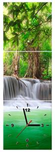 Obraz s hodinami Thajsko a vodopád v Kanjanaburi - 3 dílný Rozměry: 80 x 40 cm