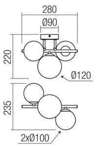 Redo 01-3988 - Přisazený lustr ASTRA 3xG9/8W/230V černá