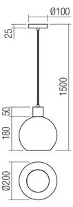 Redo 01-4045 - Lustr na lanku ATLANTIS 1xE27/42W/230V pr. 20 cm černá