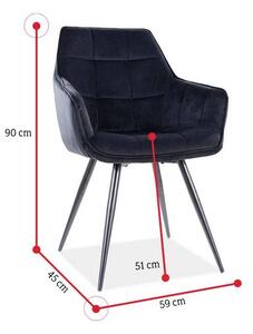 Jídelní židle LINA Velvet, 59x90x45, černá/bluvel 85