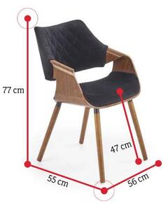 Jídelní židle MELODIC, 56x77x55, ořech/černá