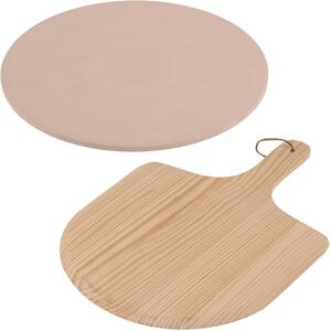 Prkénko na krájení pizzy Duo, keramický kámen + dřevo, (FI) 33 cm + 49x36 cm