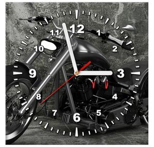 Obraz s hodinami Tmavá motorka Rozměry: 30 x 30 cm
