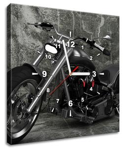 Obraz s hodinami Tmavá motorka Rozměry: 40 x 40 cm