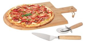 Excellent Houseware Prkénko na krájení pizzy Pizza Set, bambus, 43x30 cm