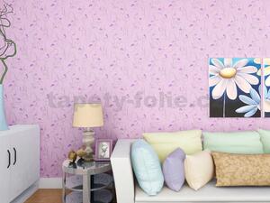 Samolepící tapety 45 cm x 10 m IMPOL TRADE 9020 fialové květiny na růžovém podkladu samolepící tapety