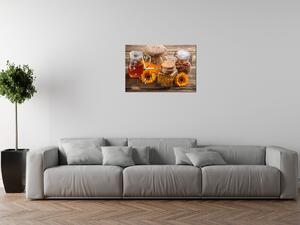 Obraz s hodinami Včelí med Rozměry: 100 x 40 cm