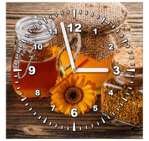 Obraz s hodinami Včelí med Rozměry: 30 x 30 cm