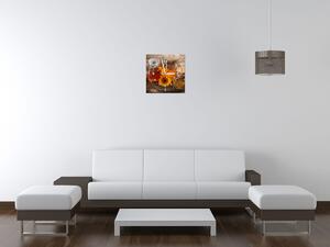 Obraz s hodinami Včelí med Rozměry: 30 x 30 cm