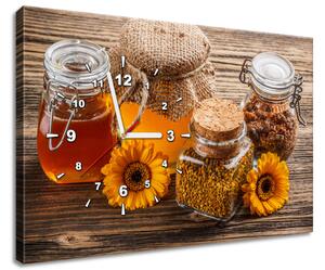 Obraz s hodinami Včelí med Velikost: 60 x 40 cm