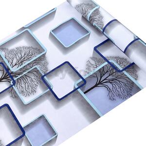 Samolepící tapety 45 cm x 10 m IMPOL TRADE 9114 stromy s rámečky s 3D efektem modré samolepící tapety