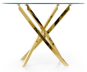 Kulatý stůl Raymond 100 cm - transparentní / zlaté nohy