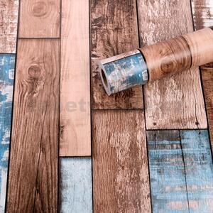Samolepící tapety 45 cm x 10 m IMPOL TRADE 9313 dřevěný obklad s modro-bílou patinou samolepící tapety