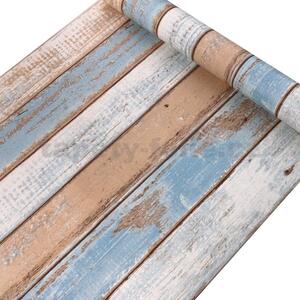 Samolepící tapety 45 cm x 10 m IMPOL TRADE 9305 dřevo s krémovo-modrou patinou samolepící tapety