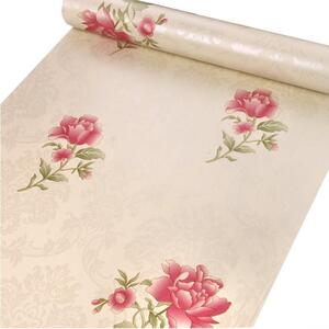 Samolepící tapety 45 cm x 10 m IMPOL TRADE 9002 růžové květy na krémovém podkladu samolepící tapety