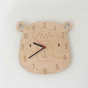 Matyhome Dětské dřevěné hodiny MEDVĚD