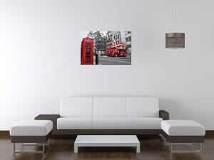 Obraz s hodinami Telefonní budka v Londýně UK Rozměry: 30 x 30 cm