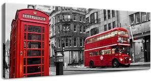 Obraz s hodinami Telefonní budka v Londýně UK Rozměry: 100 x 40 cm