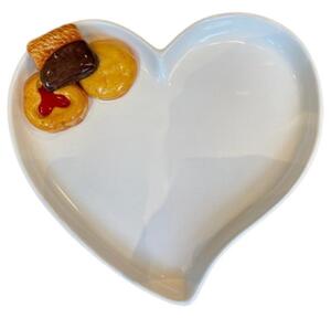 Umělecký porcelánový tác s babiččiným cukrovím srdce 30 cm
