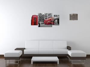 Obraz s hodinami Telefonní budka v Londýně UK - 3 dílný Rozměry: 30 x 90 cm