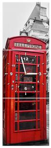 Obraz s hodinami Telefonní budka v Londýně UK - 3 dílný Rozměry: 90 x 30 cm