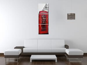 Obraz s hodinami Telefonní budka v Londýně UK - 3 dílný Rozměry: 30 x 90 cm