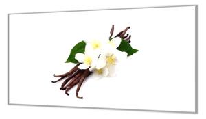 Ochranná deska vanilka a bílé květy - 52x60cm / S lepením na zeď