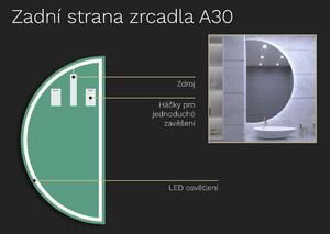 Atypické zrcadlo do koupelny s LED osvětlením A30 50x10