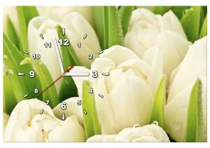 Obraz s hodinami Jemné tulipány Rozměry: 60 x 40 cm