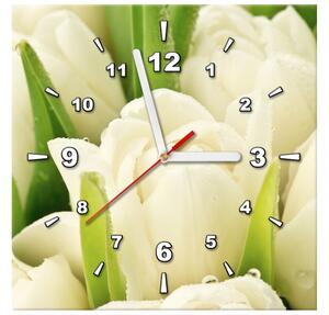 Obraz s hodinami Jemné tulipány Rozměry: 100 x 40 cm