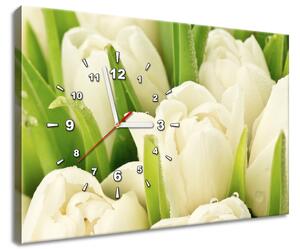 Obraz s hodinami Jemné tulipány Rozměry: 100 x 40 cm