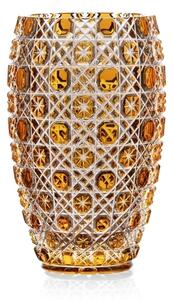 Bohemia Crystal Ručně broušená váza Osmihran Amber 205mm