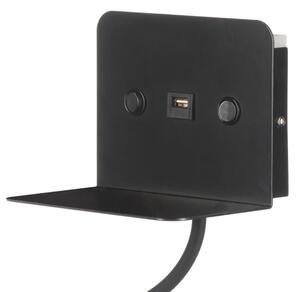 ONLI - LED Flexibilní lampička s policí a USB nabíjením PLAK LED/5W/230V černá