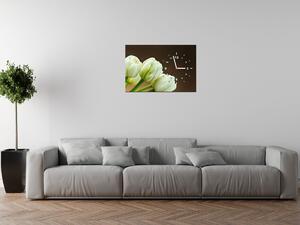 Obraz s hodinami Nádherné bílé tulipány Rozměry: 60 x 40 cm