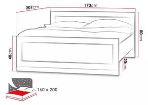 Manželská postel GIADA - 160x200, dub