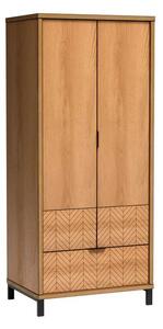 Dvoudveřová skříň se šuplíky DELA - šířka 158 cm, dub karamel